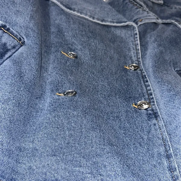 NWT Steve Madden Short Denim Trench Jacket Blue Denim Blue Medium - Image 7