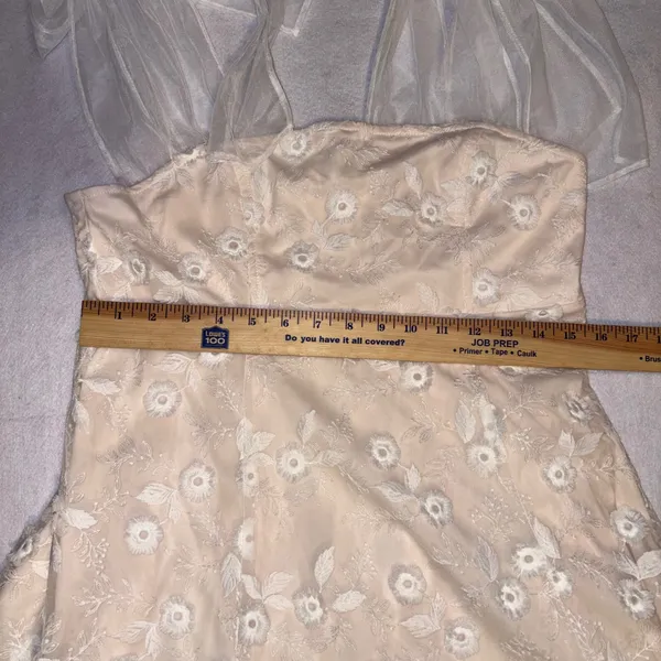 PROMESA Lace Floral Tulle Overlay Dress Midi‎ Formal Special Occasion Size L - Image 9