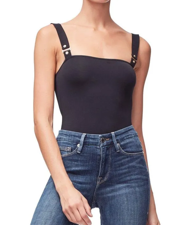 Good American Utility Tank Bodysuit – Olive, Size 1 Adjustable Straps | Gold - Image 2