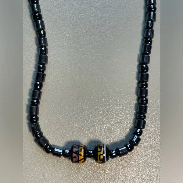 Black Hematite Cylind‎ Bead Necklace - Image 2