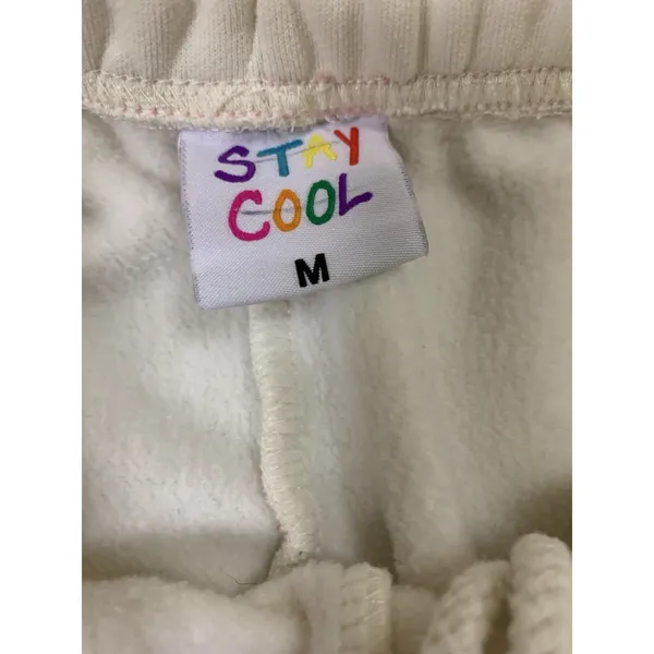 Stay‎ Cool Cream Fleece Jogger Sweatpants Medium Cozy Lounge Y2K Streetwear Soft - Image 7