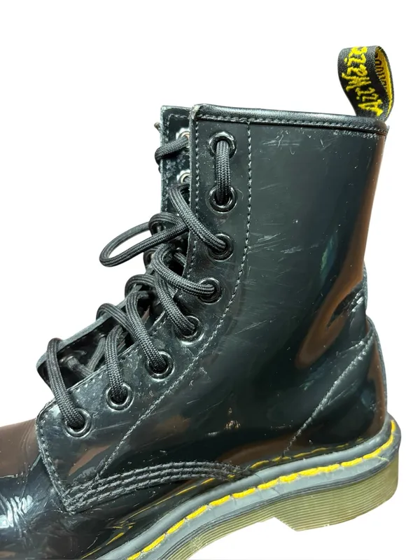 Dr. Martens 1460 Patent Black Leather Lace Up Combat Boots Womens Size 7 - Image 6