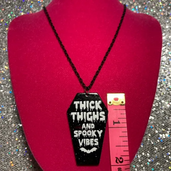 Handmade Thick Thighs and Spooky Vibes Necklace Gothic Jewelry Halloween witchy emo goth - Image 2