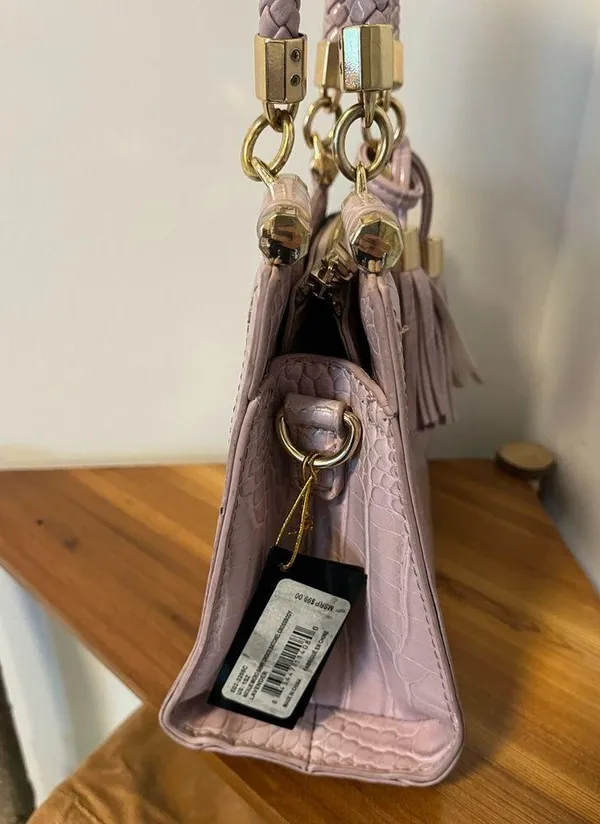 bebe light pink lavender faux crocodile mini purse - Image 4
