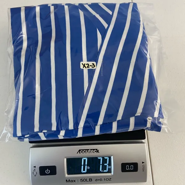NWOT REPHYLLIS women’s blue white‎ striped bodycon stretch midi knee dress large - Image 7
