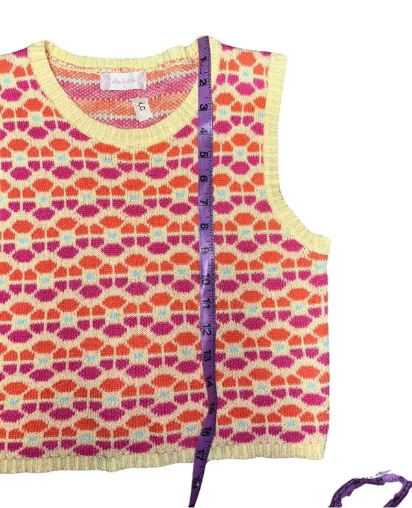 Altar'd State Pink and Orange Knit Retro Sweater Small - Image 7