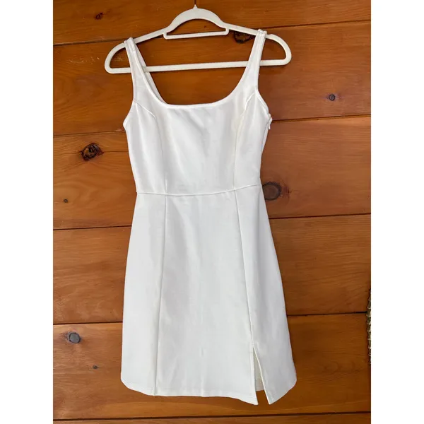 Lulus Always Admired White Sleeveless Mini Dress Weekend Square Neck Short Large - Image 3