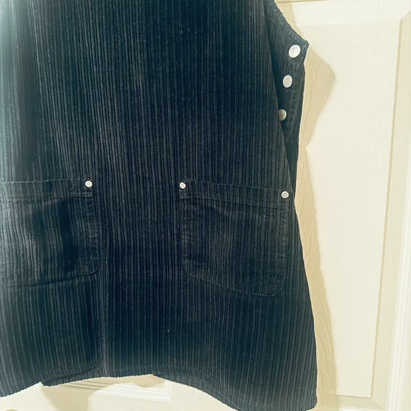 Denim And Co Vintage Corduroy‎ Black Jumper Dress Y2K pockets sz M 100% cotton - Image 3