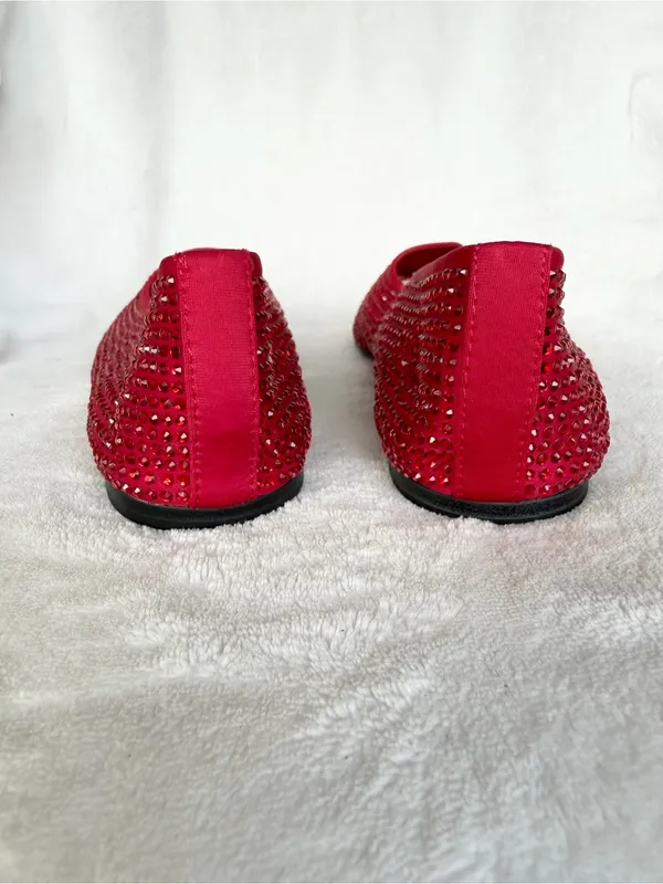 H&M Women's Red Crystal Embellished Ballet Flats 6 NWOT - Image 4