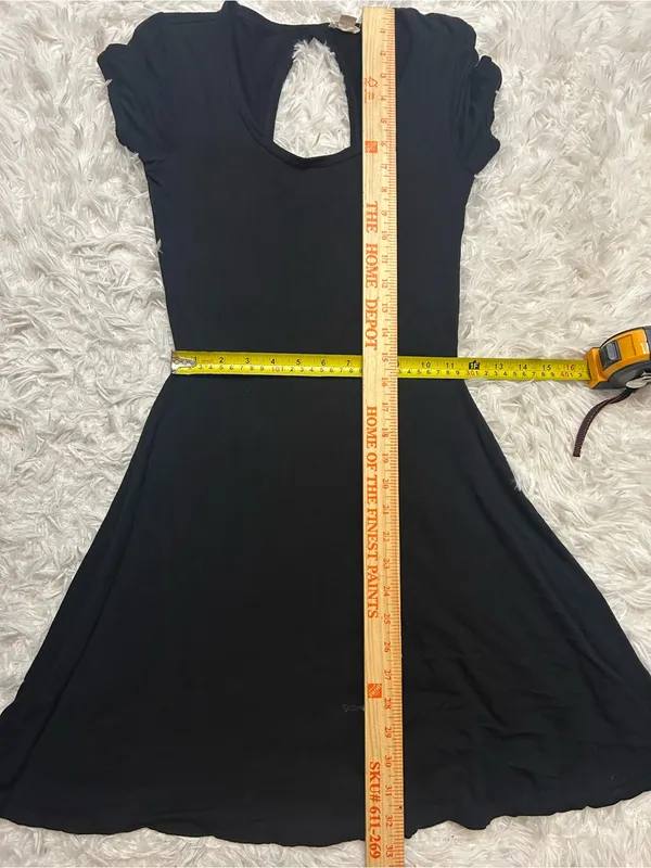 Garage black fit and flare skater dress scoop neck short sleeve comfy woman’s XS - Image 8