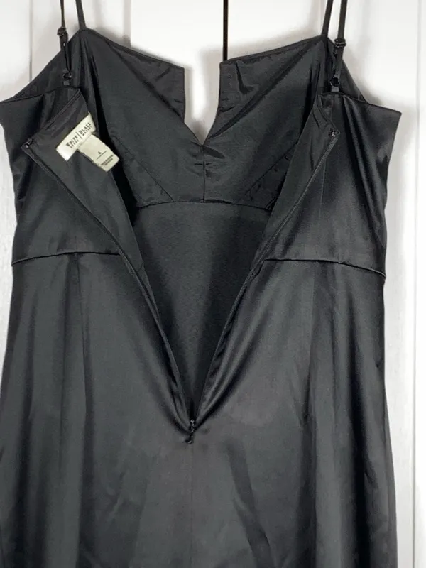 White House Black Market Dress Size 6 Black Satin Sweetheart Cocktail Sheath - Image 8