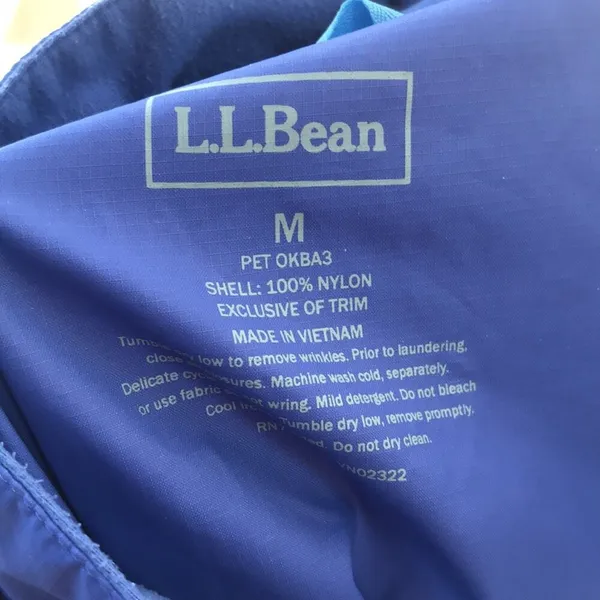 L.L. Bean Blue Full Zip Windbreaker Nylon Hooded Jacket Women's Size Medium - Image 6
