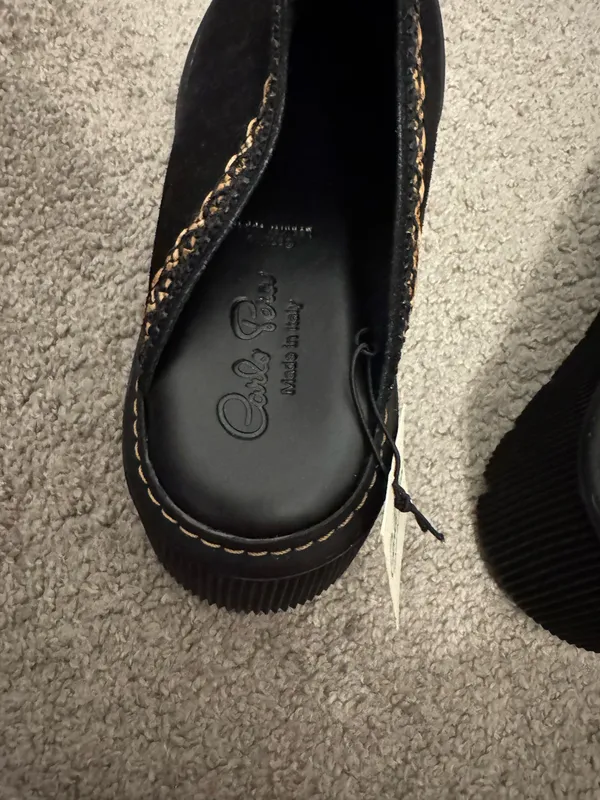 Carlos Pere Chunky Sole Platform Italian Suede Leather Clogs Black Women's 9.5 - Image 7