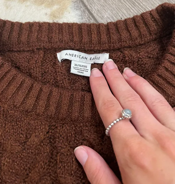 Brown Cable Knit Sweater - Image 2