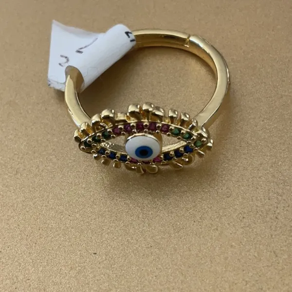 Evil Eye Ring with Multicolor Stones Gold - Image 5
