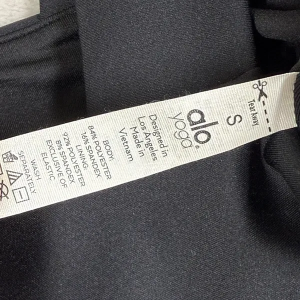Alo Yoga Womens Black Front Zip O-Ring Square Neck Crop Top W1246R Size S - Image 4