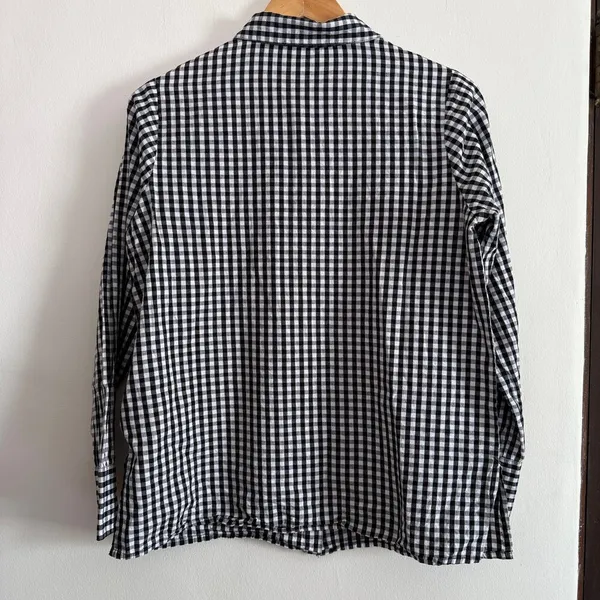 INFLUENCE | Black and White Gingham Floral Embroidered Button Down Shirt | Large - Image 2