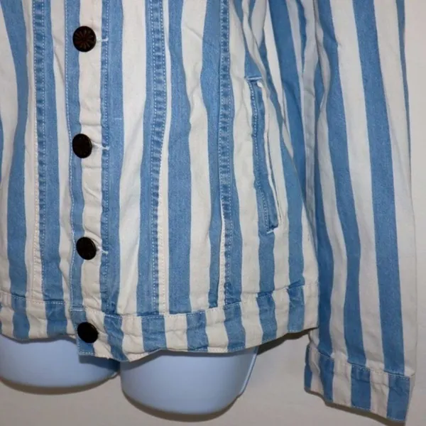 Show Me Your‎ Mumu Drine denim Jacket Sz S Marina striped - Image 8