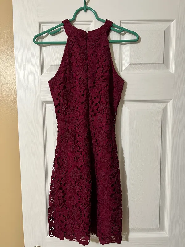 Lulus Halter Dress Burgundy Mini - Image 2