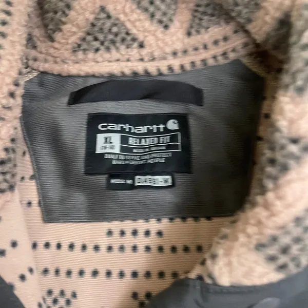 Carhartt Womens Mauve Geometric Fleece Snap Pullover XL 16/18 EUC Relaxed Fit - Image 6