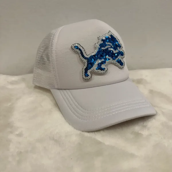 NFL Detroit Lions sequin trucker hat! Glitter bling sparkle baseball hat! - Image 3