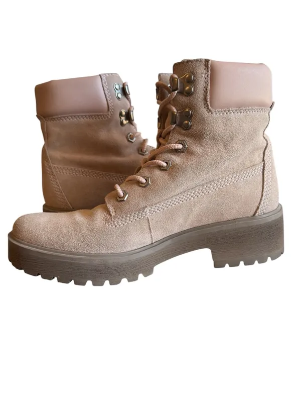 Timberland Waterproof Suede Lace Up Combat Boots Blush Pink Women’s US 8 EU 39 - Image 7