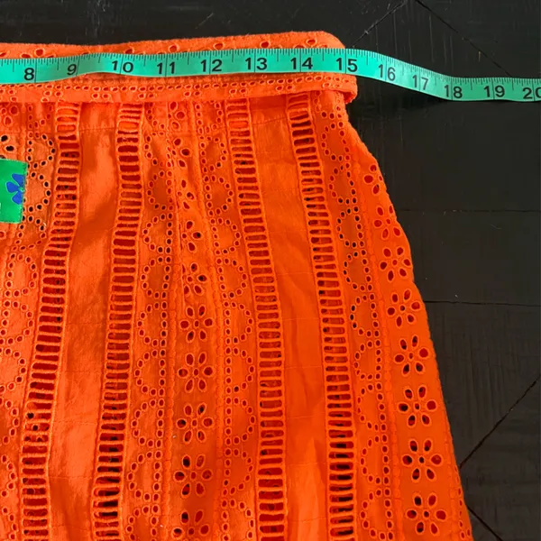 Damson Madder Fiji Bright Orange Eyelet Women's Wrap Mini Skirt Size 12 EUC - Image 5