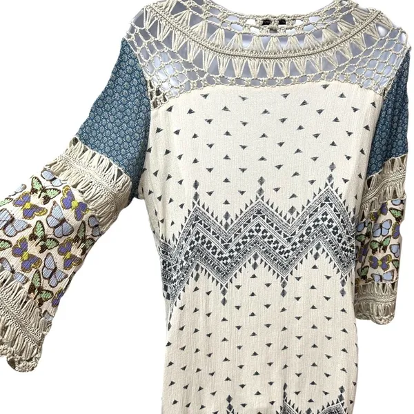 John‎ Mark Boho Crochet Butterfly Blouse Size Medium Top - Image 10