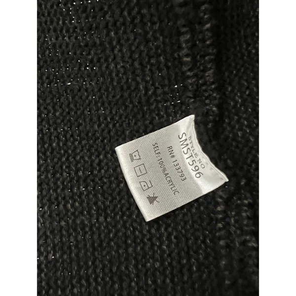 POL Brown Black Cardigan Small Open Front Chunky Knit Acid Wash Boho Grunge - Image 3