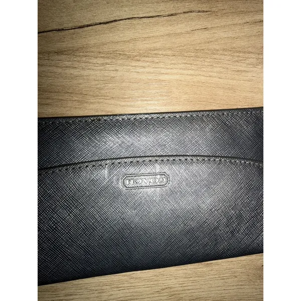 Coach Dark Gray Crossgrain Leather Continental Wallet Checkbook Snap Clutch READ - Image 2