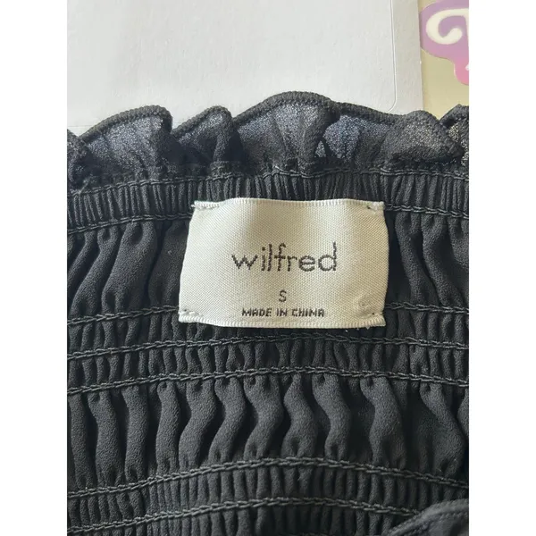 Aritzia Wilfred black stretchy smocked midi dress grunge dark fairy Small - Image 4
