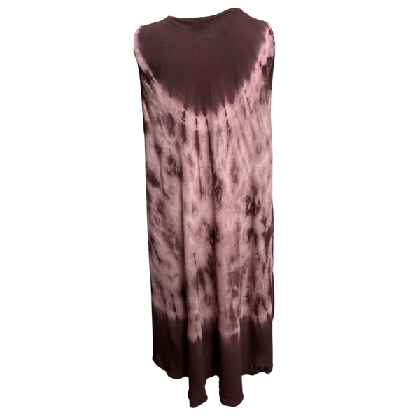 Tie Dye Midi‎ Dress Cover-Up Womens OSFM Purple Embroidered Boho Hippie Festival - Image 4