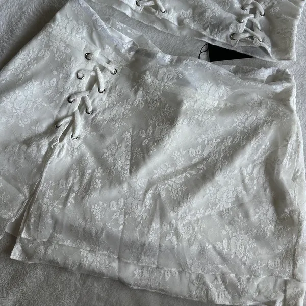Outcast Clothing Dalia Crop Top Mini Skirt White Set - Image 7
