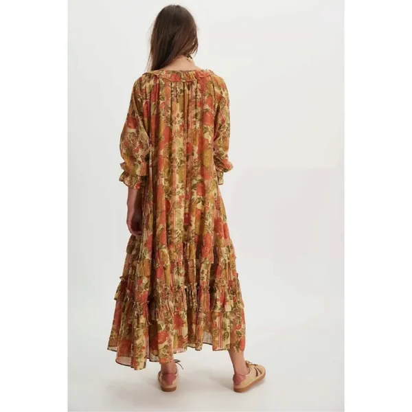 Free People Garden Wonders Maxi Dress Retro 70s Bohemian Floral Size Small - Image 5