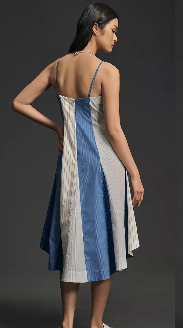 Anthropologie NWT $238 x Plenty by Tracy Reese V-Neck Blue High-Low Dress M - Image 3