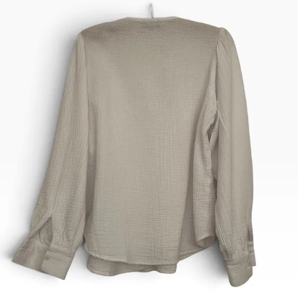 VICI White Cotton Gauze Puff Sleeve Button Down Blouse Top S Coastal Grandma - Image 3