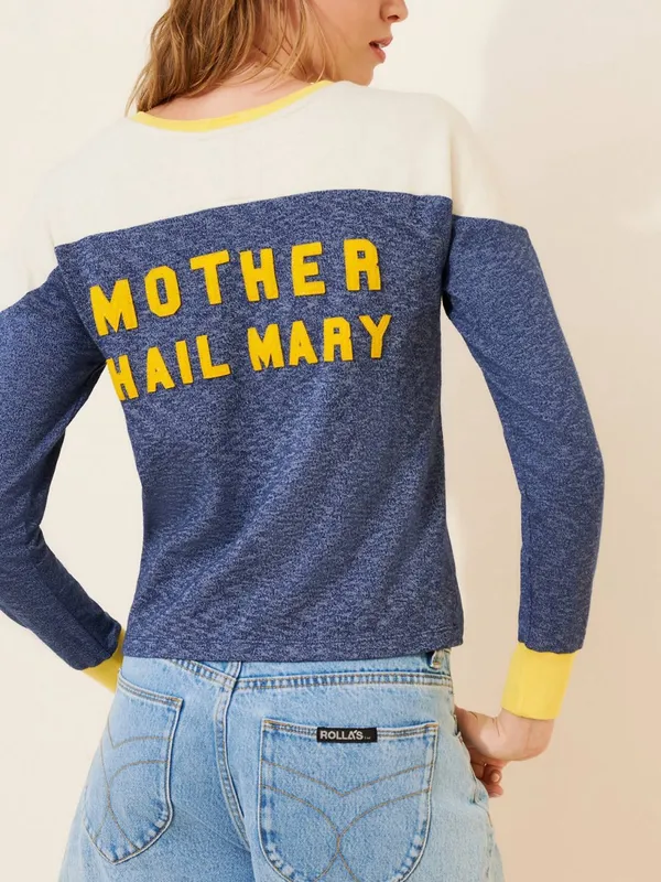 MOTHER Take That Hail Mary The Long Sleeve Cap Outfielder Sweatshirt in Blue - Image 2