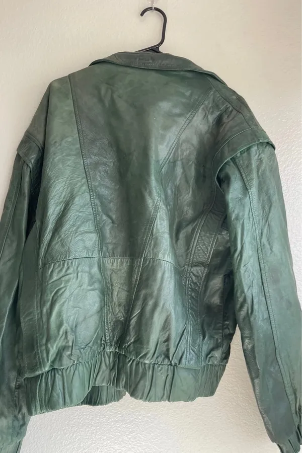 vintage dark green leather bomber jacket Full Zip Women’s Sz XL Made in Mexico - Image 13