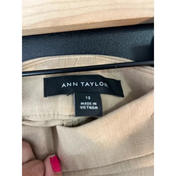ANN TAYLOR Straight‎ Leg Pants Tan Career Office Minimalist Stretch Size 12 New - Image 5
