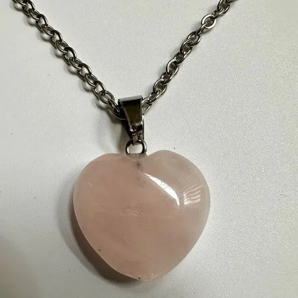 Rose Quartz heart pendant necklace - Image 3