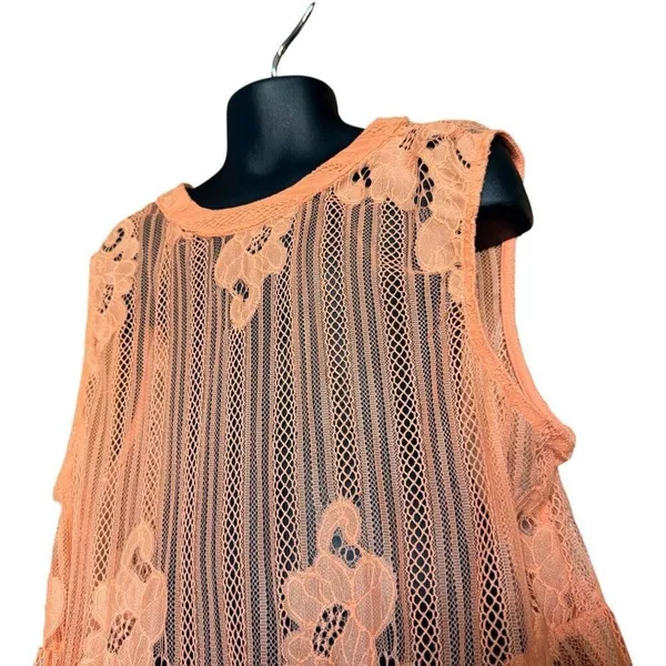 Womens Arizona Jeans Lace Semi Sheer High Neck Sleeveless Top - Sz S - Image 2