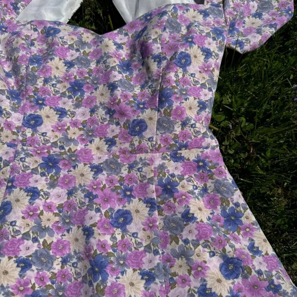 Forever 21 Sweetheart Tea Party Puff Sleeve Purple Dress - Image 2