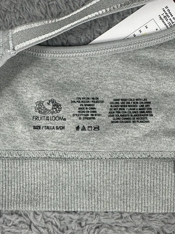Fruit of the Loom Womens Seamless Wireless T-Shirt Bra Gray Size Small - Image 6