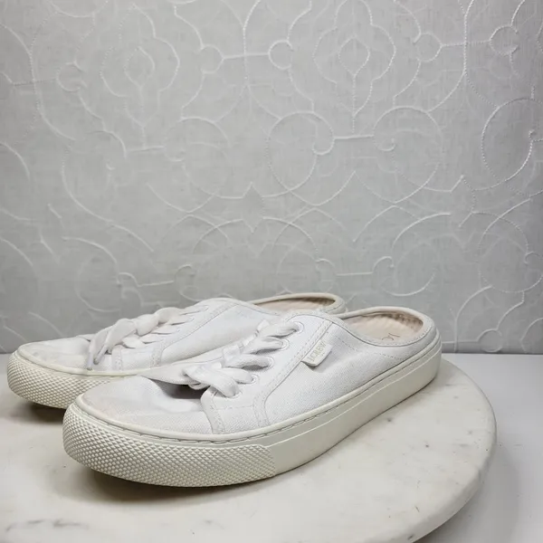 J.Crew Slip-on Sneakers Womens 8 White Canvas Slide On Lace Up Casual Mule - Image 4