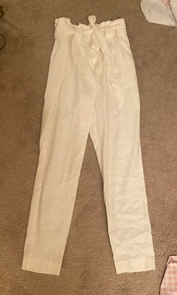 Express White Paper Bag Pants - Image 2