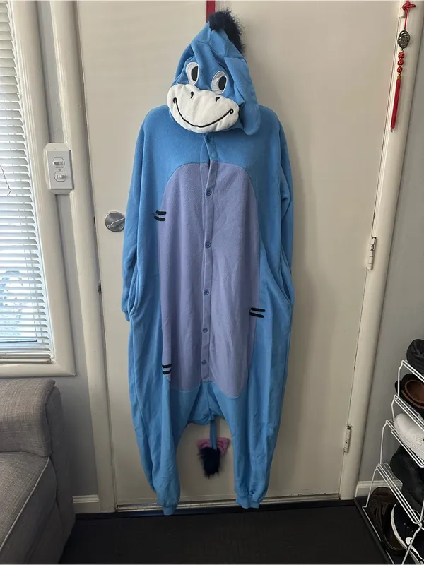 Blue Eeyore-Style Womens Fleece Onesie Pajamas ,costume fo Holloween - Image 3