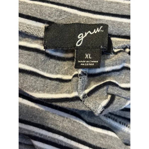 GNW Grey Black Striped Maxi Skirt XL Stretchy Knit Fold Over Waist Long Skirt - Image 2