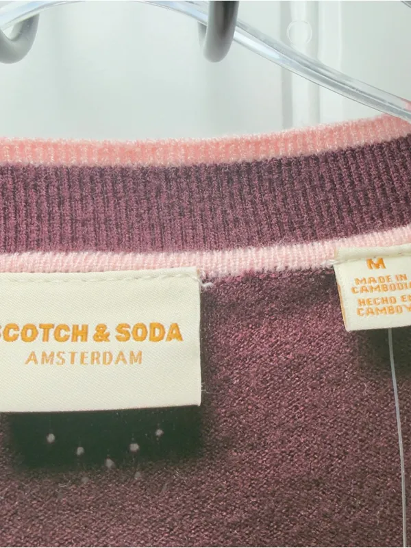 Scotch‎ Soda Amsterdam Medium Burgundy Pink Lined Preppy Cardigan Grandpacore - Image 8