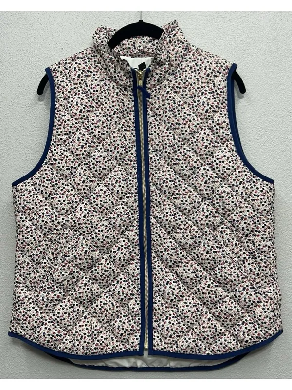 NWT J Crew Mercantile Women Vest Large Floral Quilted Full Zip Preppy Outdoor - Image 3