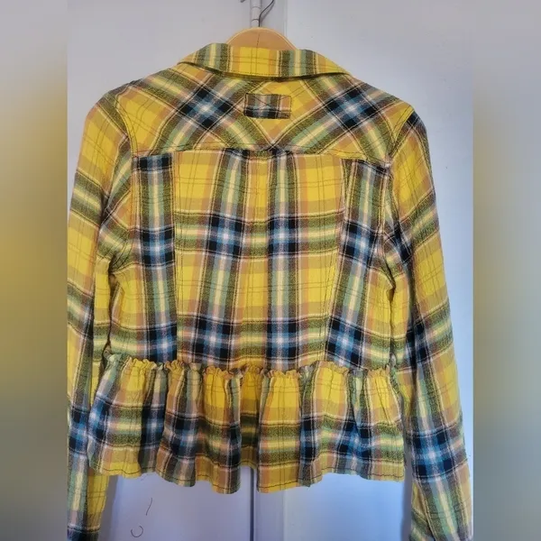 Free People we the Free Women's Rufled Up Plaid Shirt Jacket Size XS - Image 4